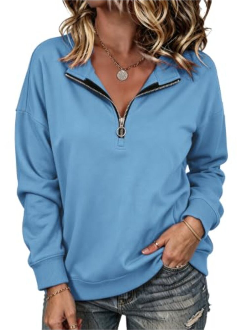 Half Zip Sweatshirt Women Long Sleeve Pullover Casual Top
